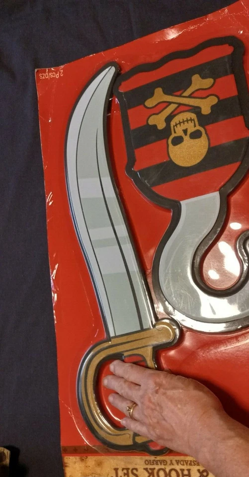 Extra Large Pirate Sword & Hook Set roleplay age 8+ by AMSCAN, Pirate Accessory - Image 2 of 4