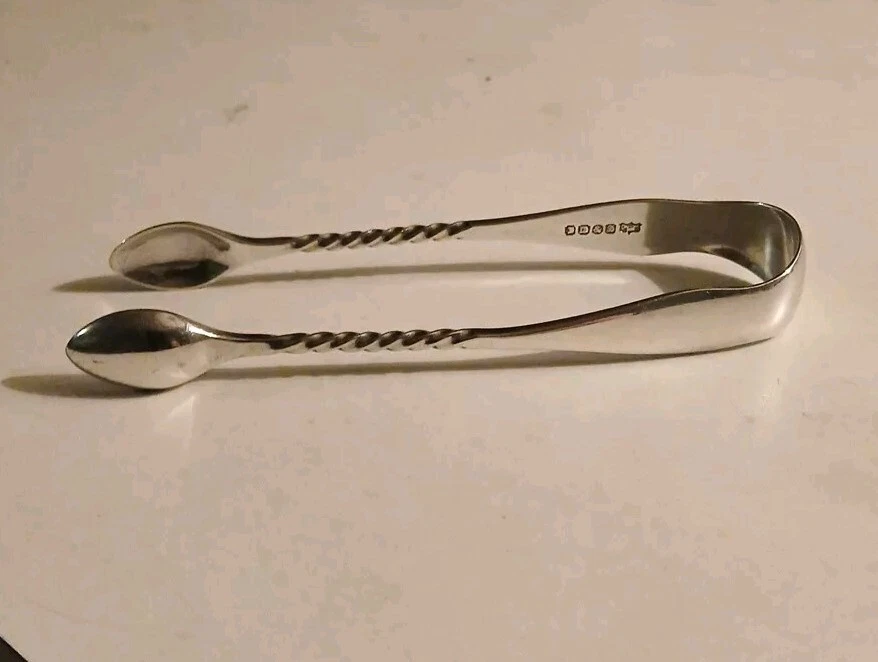 Pinzas antiguas James Dixon & Sons plateadas para cubo de azúcar de 4" Foto 2 de 4