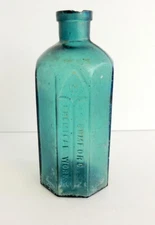 Rumford Chemical Works Bottle Teal Glass 6" High