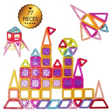 77 Pcs Magnetic Tiles Building Blocks Set Preschool Construction Toys Kids Gift