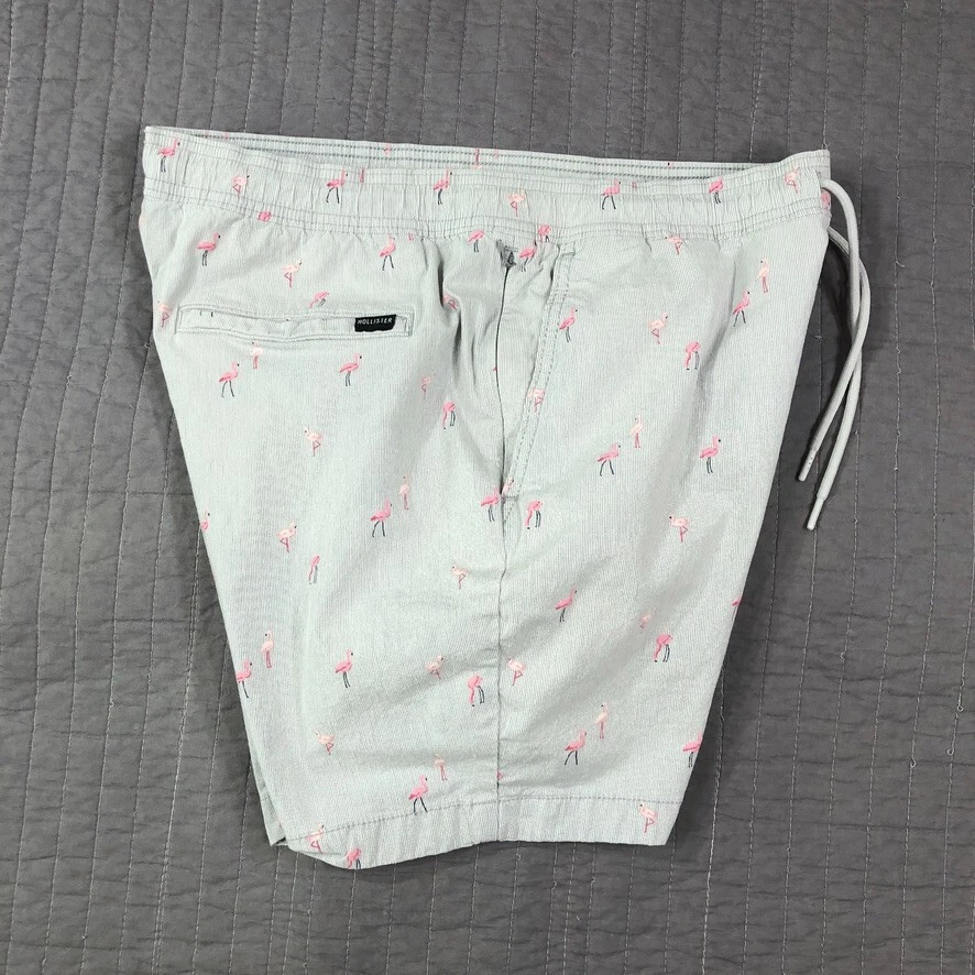 Pantalones Cortos Hollister Hombres Grandes Azul Flamenco Jogger Epic Flex Resort Playa Tropical Foto 4 de 4