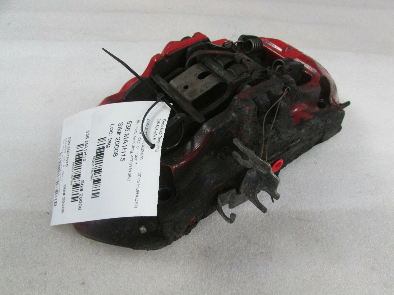 Lamborghini Huracan, RH, Right Front Caliper, Red, Burn Damage, P/N 4T0615106C