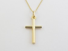 14k Yellow Gold Children's Cross Pendant Necklace 16"