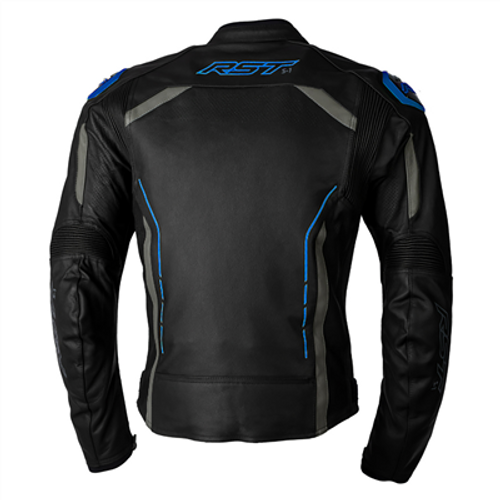 RST S1 CE Mens Leather Motorbike Sports Street Jacket Black/Blue UK 46