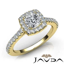Halo U Pave Setting Cushion Cut Diamond Engagement Ring GIA F Color VVS2 1.21Ctw
