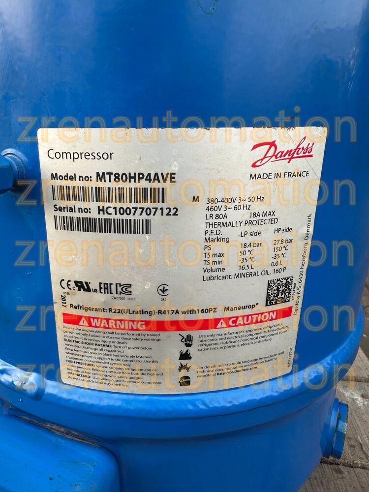 Compresseur Hermétique Danfoss MT80HP4AVE - 460V 3 Phases - Pour Climatisation Central - Neuf En Emballage
