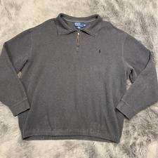 POLO RALPH LAUREN Gray 1/4 ZIP Estate RIB SWEATER PULLOVER 2XLT Elastic Waist