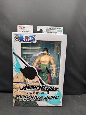 One Piece Anime Heroes Roronoa Zoro Three Sword Style Action Figure