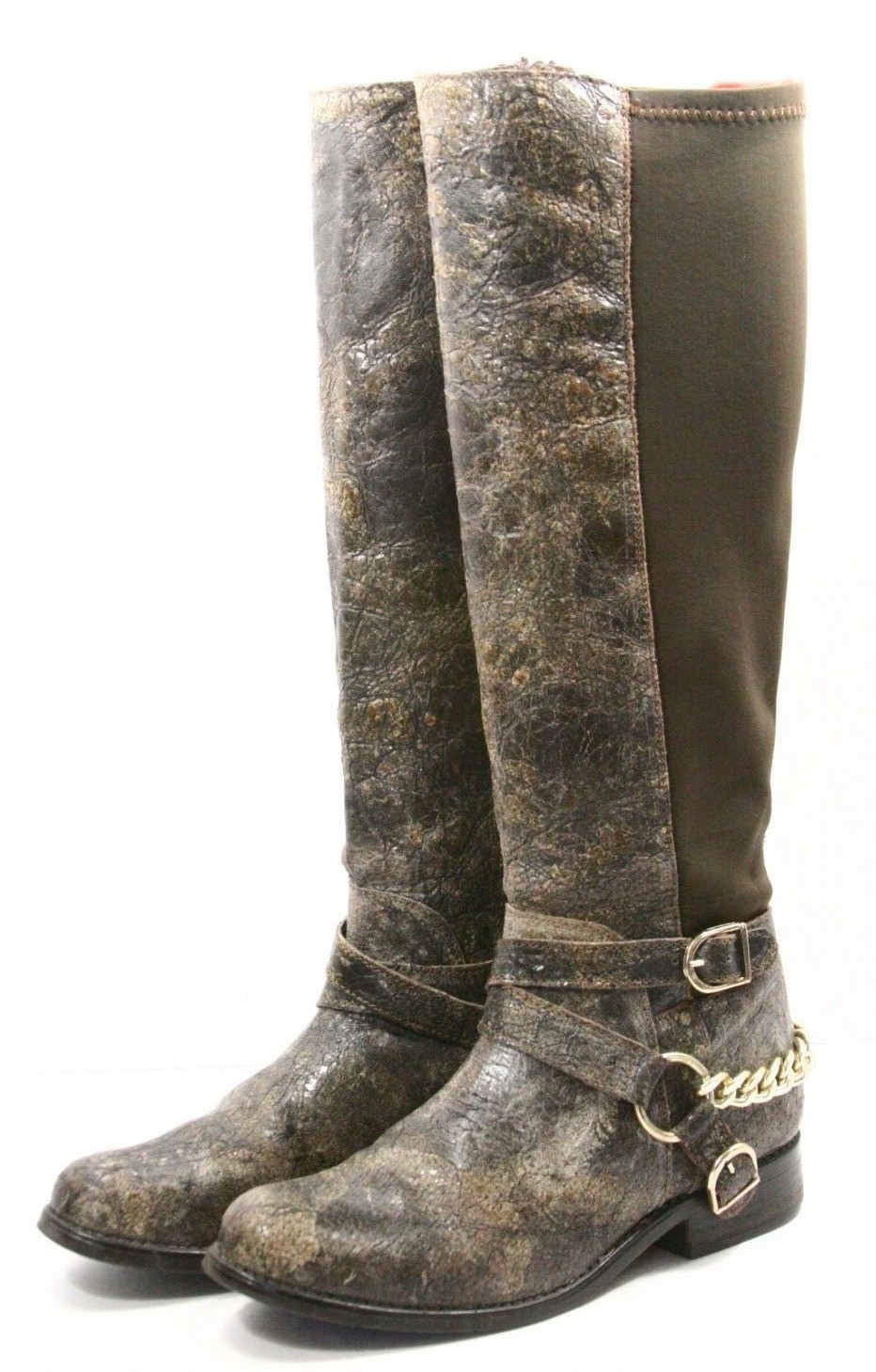 Betsey Johnson BARRON Womens Boots Size 8 Knee High Brown Leather Riding Harness Betsey Johnson BARRON Womens Boots Size 8 Knee High Brown Leather Riding Harness