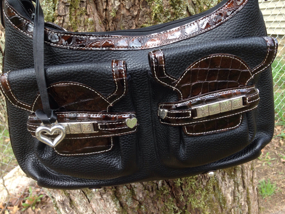 PONY BORSA A MANO Tote Brighton Nero & Marrone PELLE 2 tonalità MG TASCA HoBo A Spalla BaG