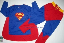 Superman costume mask top tshirt pants cape kids dress-up cosplay party 3pc set