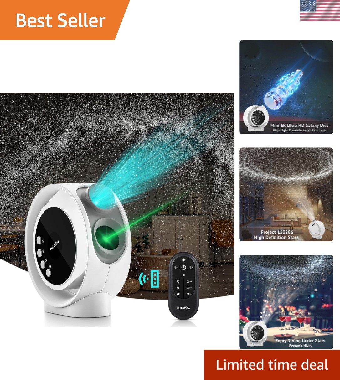 Home Planetarium Star Projector with Ultra Clear 130 ft² Galaxy Display