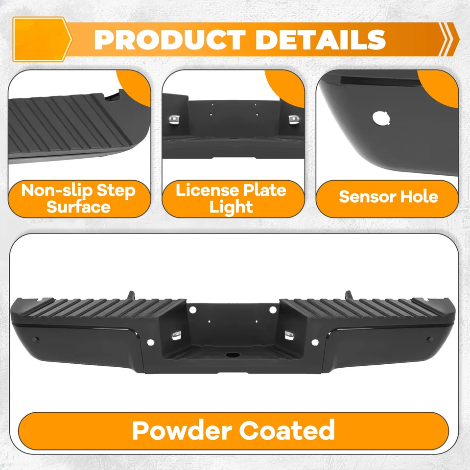 Parachoques trasero para Ford F-250 F-350 F-450 Super Duty 08-2016 con orificios de sensor Foto 3 de 4