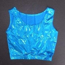 NWOT Metallic Foil Spandex crop top Cheer Dance Acro Gym Majorette midlength