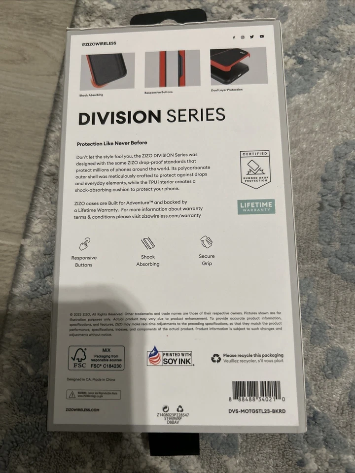 Funda Serie ZIZO Division para Motorola Moto G Stylus 5G (2023) - Negra y Roja Foto 2 de 2