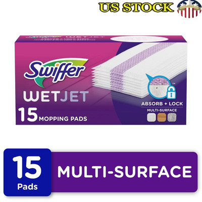 Wet Jet Mop Pads Refill 15ct Multi Surface Cleaner Hardwood Laminate Tile Floors