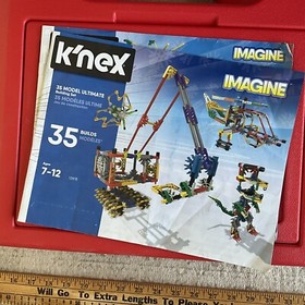 K'NEX Kinex red Hard Box Case filled with Knex !!