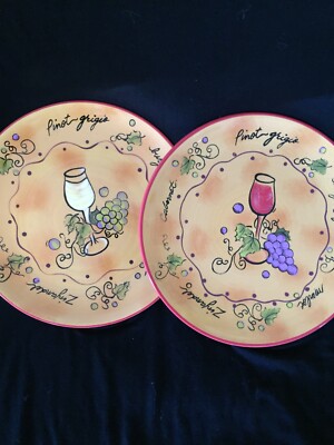 Vintage Lori Siebert set of 2 Certified International wine themed plates