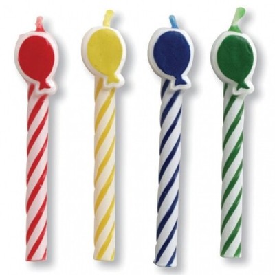 Balloon Shaped Spiral Candles 8 Per Pack 2.25'' Birthday Decorations Supplies 