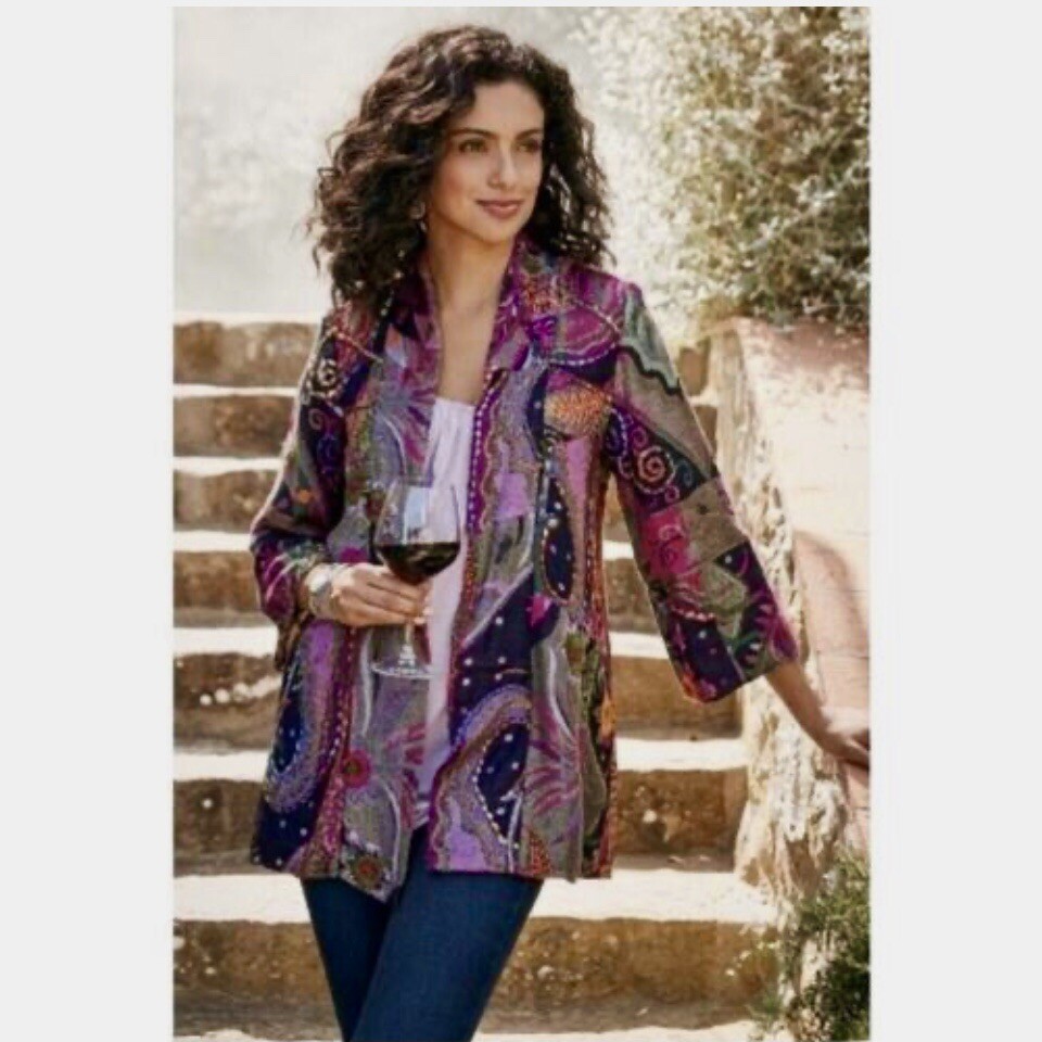 soft surroundings Multicolor Patchwork Paisley Bo… - image 2