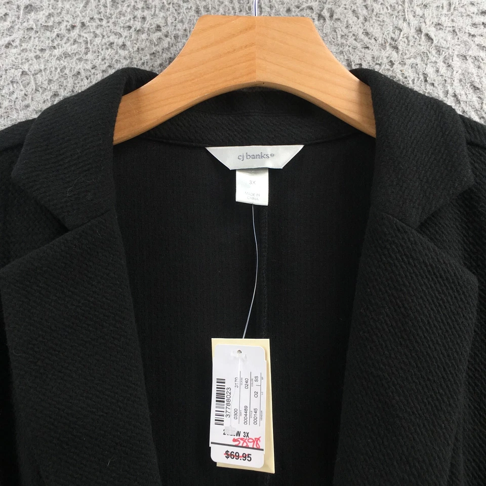 Christopher & Banks CJ 开衫夹克女式 3X 24W Plus 黑色棉混纺新品 — 第 3/4 张图片