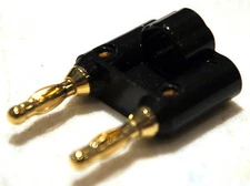 Dual Banana Plug 2 Conductor Terminal Gold Plated Black Speaker Connector
