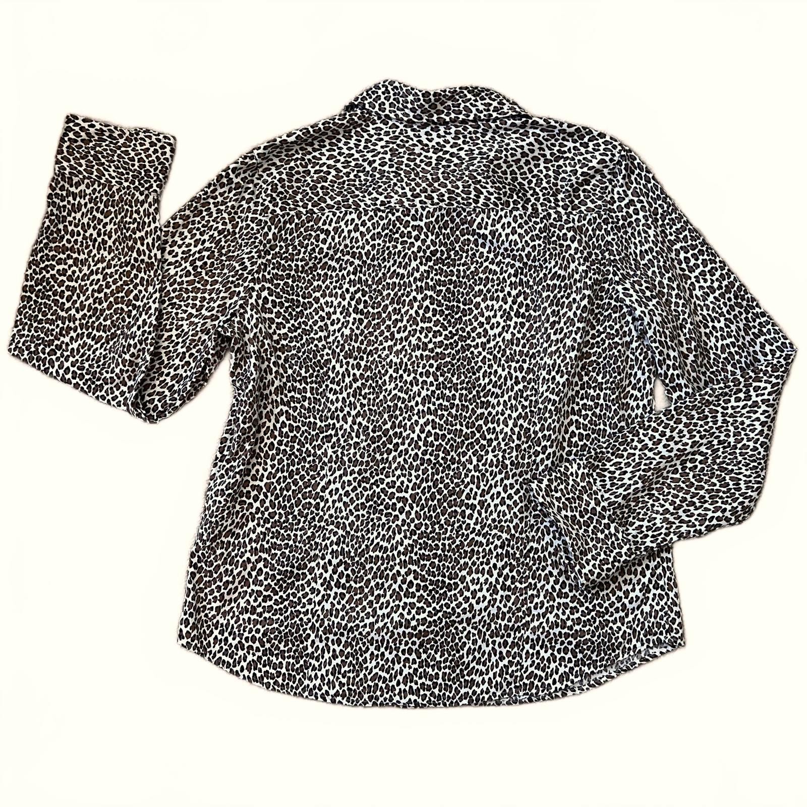 Talbots Leopard Print Button Up Stretch Blouse Wo… - image 4