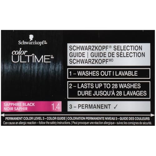 Schwarzkopf Color Ultime Permanent Hair Color Cream, 1.4 Sapphire Black