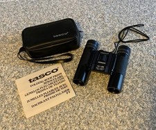 Vintage Tasco Voyager 10x25 Folding Roof Prism Binoculars w/Case - Made in Japan