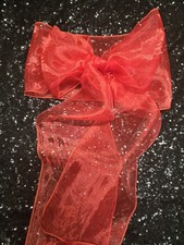 20 pcs Sheer Chair Decor Bow Sash 104" x 6" Red Wedding Party Banquet Organza