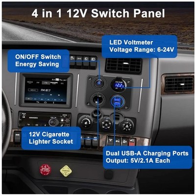 4.2A Dual USB Charger Port & Cigarette Lighter