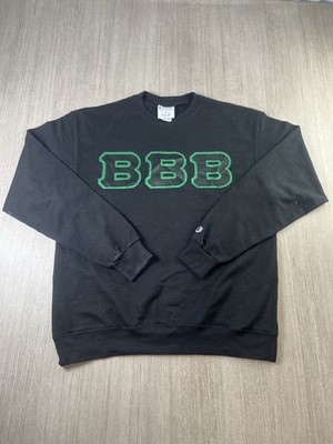 Champion Crewneck Sweatshirt Herren L schwarz grün Varsity BBB Applikation Pullover