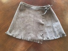 60s vtg hippie fringe suede mini wrap skirt Woodstock style bohemian native look