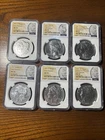 Morgan & Peace 2021 Silver Dollar MS70 Early Release 6-Piece Complete Set