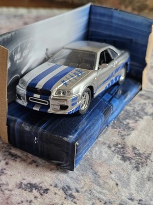 BRIAN'S  NISSAN  SKYLINE GT - R (R34)SILVER FAST  FURIOUS  1/32 DIEKAST JADA