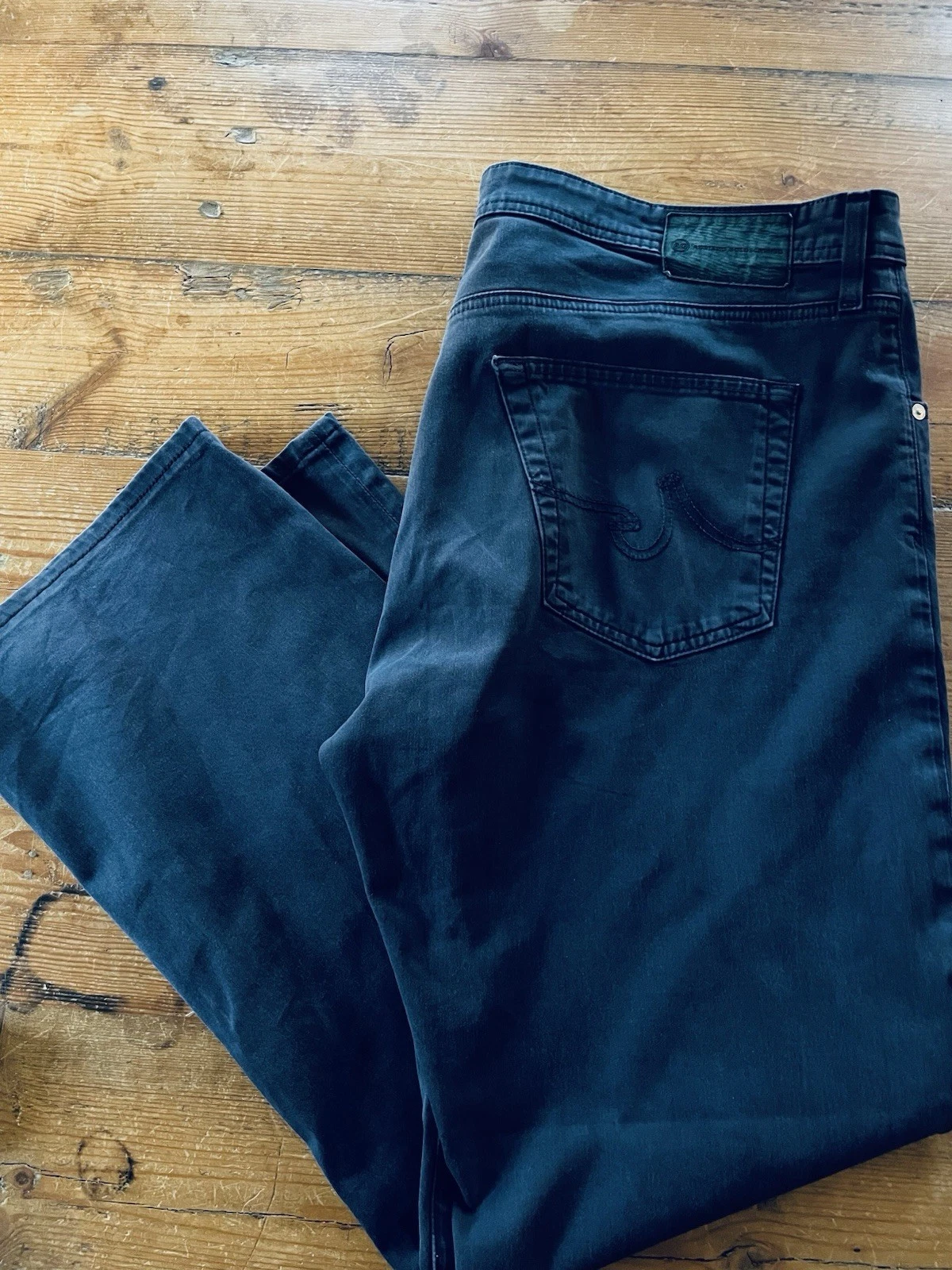 AG Adriano Goldschmied Protege Straight Leg 5 Pocket Blue Cotton Pants 38 X 30