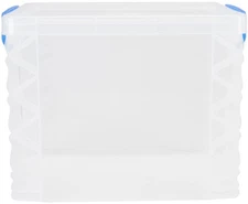 Super Stacker File Box 14.5"X10.5"X11.25" Clear W/ Blue Handles