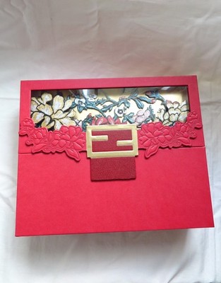 Fendi 2019 CNY red packet with baguette FF logo strap & 3D floral box design