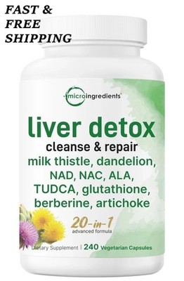 Liver Detox, 240 Veggie Capsules|20-in-1 Advanced Complex Liver Cleanse & Repair