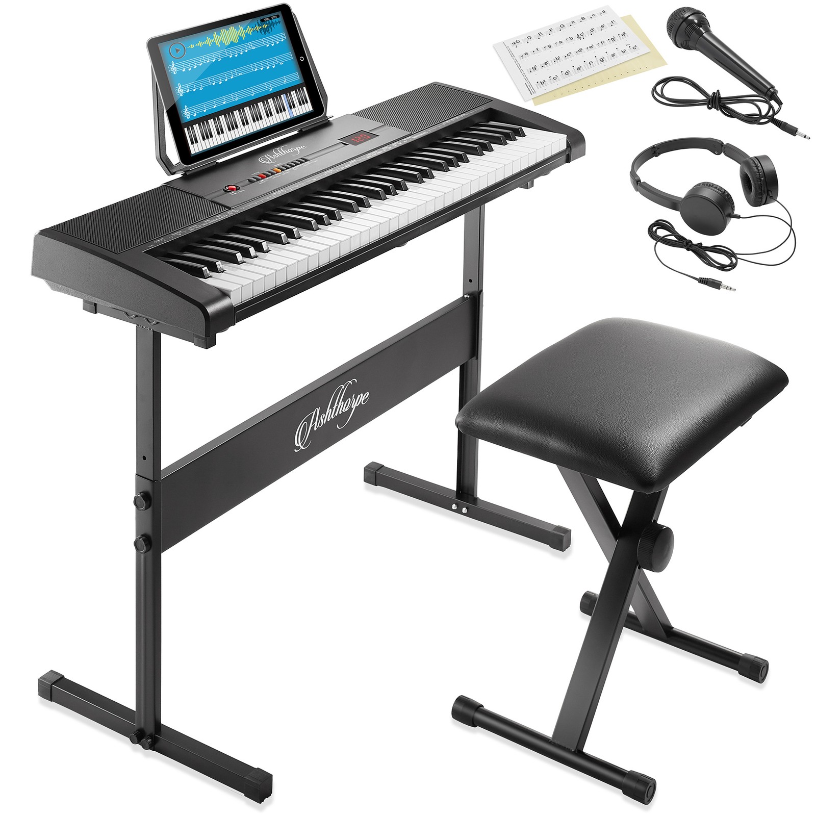 61-Key Digital Electronic Keyboard Piano, Beginner Kit with Stand and Stool