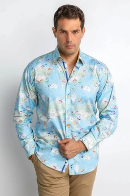 Herren Claudio Lugli Flight Chart Print Shirt Multi M L XL 2XL 3XL