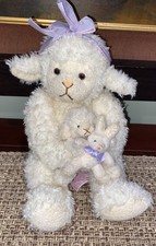 Vintage Russ Berries Lambkins Fuzzy Easter Plush Lamb Mother Baby and Bunny EUC