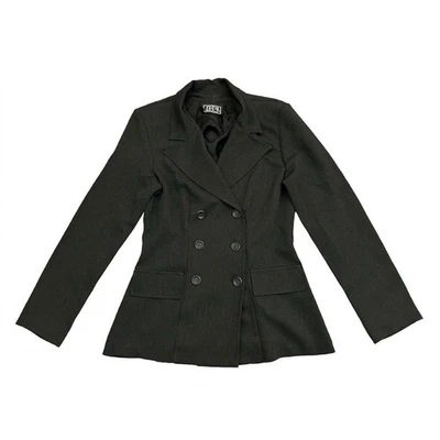 Y2K City Triangles Blazer Womens Small Black Excellent Double Breasted Tailored - Image 1 of 4