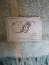 Brontë By Moon Blue Cream Green Throw Blanket Pure Wool 175x155cm Fringed Good