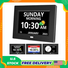 7 Inch Clock with Day and Date for Elderly Large Display Digital Clocks 12 Alarm