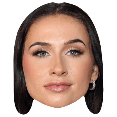 Milly Zero (schwarze Haare) großer Kopf. Größer als das Leben Maske.