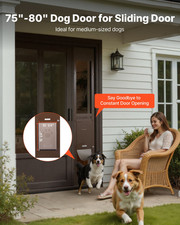 VEVOR Dog Door for Sliding Glass Door, 75 7/8 to 80 11/16 in Adjustable Height,