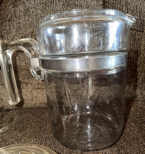 VTG Pyrex Flame Ware Glass Stainless 6 Cup Coffee Pot Percolator 7826 H