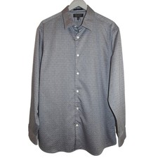 Banana Republic L Dress Shirt Athletic Fit Wrinkle Resistant Gray Black Woven