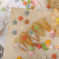 Floral Nail Decorations with Multicolor Resin Flowers for Professional Nail Art
